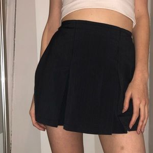 Vintage Navy Blue Mini Striped Skirt with Pleats